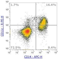 Anti-Human CD11c (3.9)，PE 流式抗体 - 结果示例图片